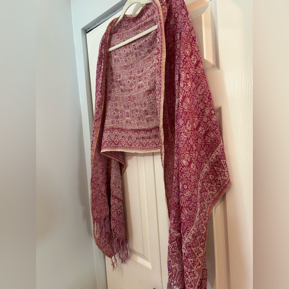 Boho Paisley Shawl Wrap Fringe Lightweight Scarf Festival Oversized
